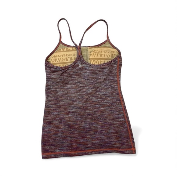 Lululemon Power Y Yoga Racerback Tank Top Stripe Fitted Built in Bra 2-in-1 - Picture 5 of 6